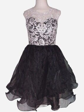 Grace Karin Black and White Lace Tulle Formal Homecoming Dress